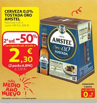Alcampo AMSTEL Cerveza 0,0% tostada oro oferta