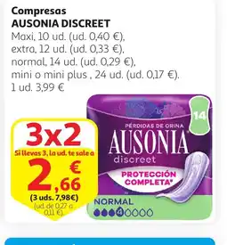 Alcampo AUSONIA DISCREET Compresas oferta