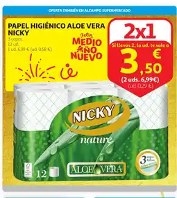 Alcampo NICKY Papel higiénico aloe vera oferta