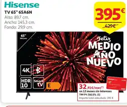 Alcampo HISENSE TV 65" 65A6N oferta