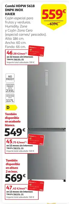 Alcampo HAIER Combi HDPW 5618 oferta
