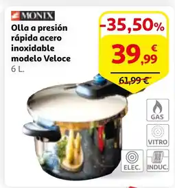 Alcampo MONIX Olla a presión rápida acero inoxidable modelo Veloce oferta