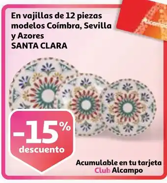 Alcampo SANTA CLARA En vajillas de 12 piezas modelos Coímbra, Sevilla y Azores oferta