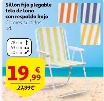 Alcampo Sillón fijo plegable tela de lona con respaldo bajo oferta