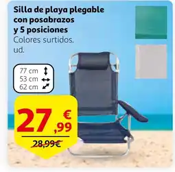 Alcampo Silla de playa plegable con posabrazos y 5 posiciones oferta
