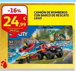 Alcampo Camión de bomberos con barco de rescate lego oferta