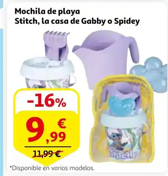 Alcampo Mochila de playa Stitch, la casa de Gabby o Spidey oferta