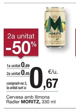 BonpreuEsclat MORITZ Cervesa amb llimona Radler oferta