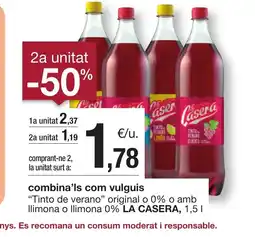 BonpreuEsclat LA CASERA Tinto de verano original o 0% o amb llimona o llimona 0% oferta