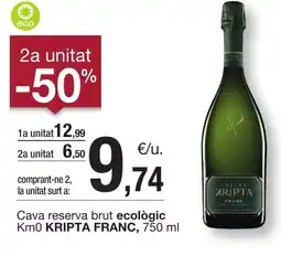 BonpreuEsclat KRIPTA FRANC Cava reserva brut ecològic Km0 oferta