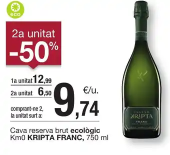 BonpreuEsclat KRIPTA FRANC Cava reserva brut ecològic Km0 oferta