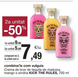 BonpreuEsclat KICK THE RULES Crema de licor de tequila de maduixa, mango o síndria oferta