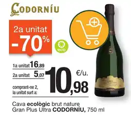 BonpreuEsclat CODORNÍU Cava ecològic brut nature Grand Plus Ultra oferta
