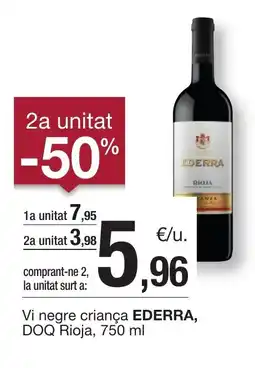 BonpreuEsclat EDERRA Vi negre criança DOQ Rioja oferta