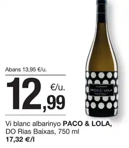 BonpreuEsclat PACO & LOLA Vi blanc albarinyo DO Rias Baixas oferta