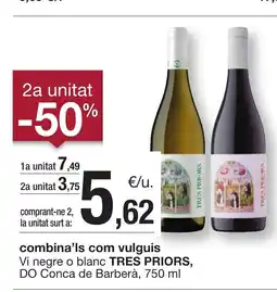 BonpreuEsclat TRES PRICORS Vi negre o blanc DO Catalunya de Barbera oferta