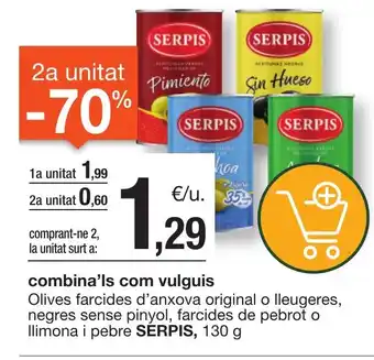BonpreuEsclat SERPIS Olives farcides d'anxova original o lleugeres oferta