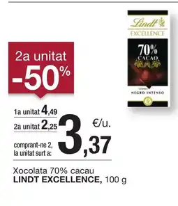 BonpreuEsclat LINDT EXCELLENCE Xocolata 70% cacau oferta