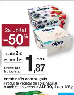 BonpreuEsclat ALPRO Producte vegetal de soja natural o amb fruita vermella oferta