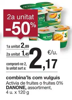 BonpreuEsclat DANONE Activia de fruites o fruites 0% oferta