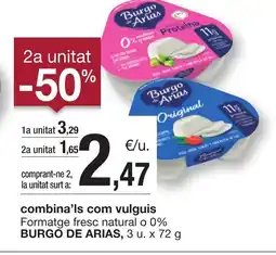 BonpreuEsclat BURGO DE ARIAS Formatge fresc natural o 0% oferta