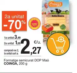BonpreuEsclat COINGA Formatge semicurat DOP Maó oferta