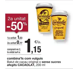 BonpreuEsclat CACAOLAT Batut de cacau original o sense sucres oferta