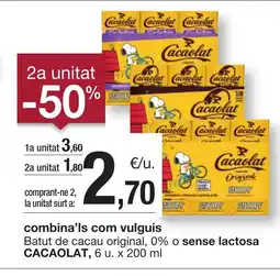 BonpreuEsclat CACAOLAT Batut de cacau original, 0% o sense lactosa oferta
