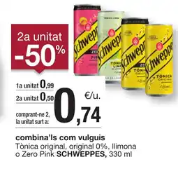 BonpreuEsclat SCHWEPPES Tònica original, original 0%, llimona o Zero Pink oferta