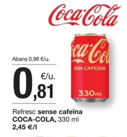 BonpreuEsclat COCA-COLA Refresc sense cafeïna oferta