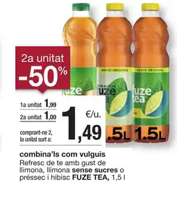 BonpreuEsclat FUZE TEA Refresc de te amb gust de llimona llimona sense sucres o pressec i hibisc oferta