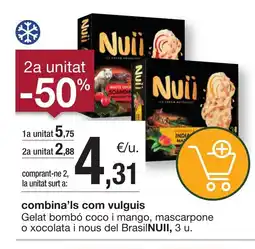 BonpreuEsclat NUII Gelat bombó coco i mango, mascarpone o xocolata i nous del Brasil oferta