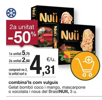 BonpreuEsclat NUII Gelat bombó coco i mango, mascarpone o xocolata i nous del Brasil oferta