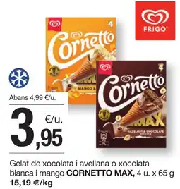 BonpreuEsclat CORNETTO MAX Gelat de xocolata i avellana o xocolata blanca i mango oferta