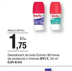 BonpreuEsclat BYLY Desodorant de bola Extrem 96 hores de protecció o Intense oferta