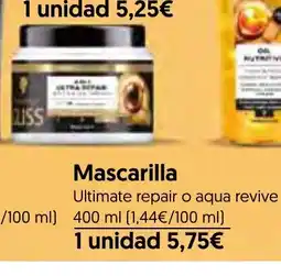Hiper Usera Mascarilla Ultimate repair o aqua revive oferta