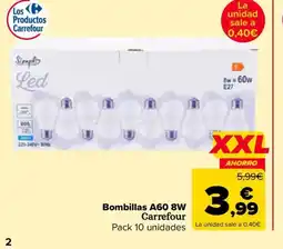 Carrefour Bombillas A60 8W oferta