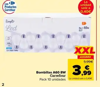 Carrefour Bombillas A60 8W oferta