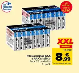 Carrefour Pilas alcalinas AAA o AA oferta