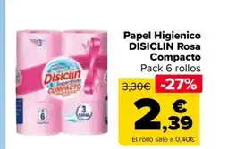 Carrefour DISICLIN Papel Higienico Rosa oferta