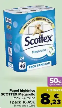 Carrefour SCOTTEX Papel higiénico Megarollo oferta
