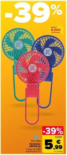 Carrefour KLINDO Ventilador KRF3G-24 oferta