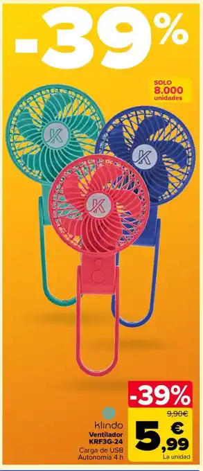 Carrefour KLINDO Ventilador KRF3G-24 oferta