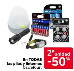Carrefour En TODAS las pilas y linternas oferta
