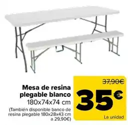 Carrefour Mesa de resina plegable blanco oferta