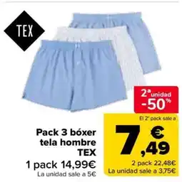 Carrefour TEX Pack 3 bóxer tela hombre oferta
