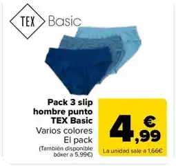 Carrefour Pack 3 slip hombre punto oferta