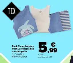 Carrefour Pack 2 camisetas o Pack 2 ciclistas liso o estampado oferta
