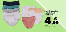 Carrefour Pack 5 braguitas o slip infantil oferta
