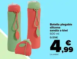 Carrefour Botella plegable silicona sandía o kiwi oferta